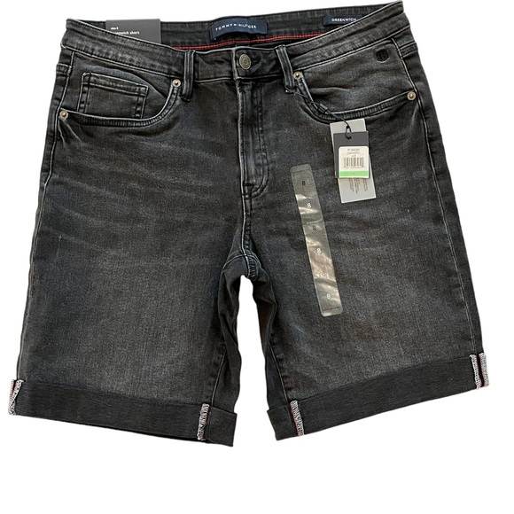 NWT TOMMY HILFIGER Women's Greenwich Cuffed Bermuda Denim Shorts in Black Size 8 - Picture 6 of 10